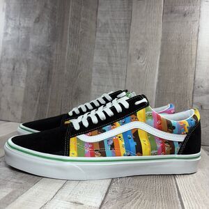 Vans X Sesame Street Men's 10.5 Old Skool Rainbow Stripes Skate Sneakers Black